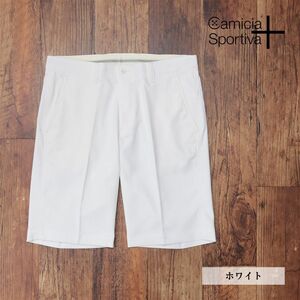 春夏/CamiciaSportiva/82cm/ハーフ パンツ 撥水 防汚 伸縮 無地 ゴルファー プリント ウエスト滑り止め ショーツ 新品/白/ホワイト/ic465/