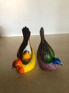 G517 送料無料　鳥　置物　美品　木彫り　飾り物