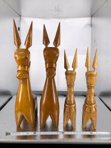 HG604 送料無料 北欧　木のものオブジェ/チークのシカ 木彫り 置物 飾り物 可愛い 鹿