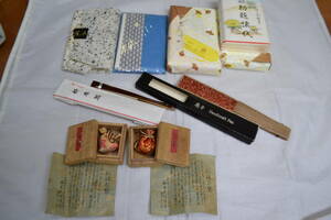 B30）茶道具　懐紙・扇子（徳齊・にほひ袋（石黒香舗）等々　中古品