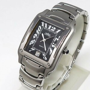 DKG★送料無料★ MONTRES モントレス クォーツ デイト 腕時計 SS スクエア 時計 メンズ 黒文字盤