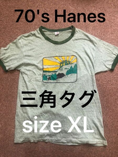 70`s三角タグ　Hanes Tシャツ　リンガーTシャツ