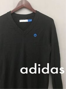 アディダス adidas ニットセーター 長袖 Vネック 衣類 ファッション メンズ Mサイズ !▲