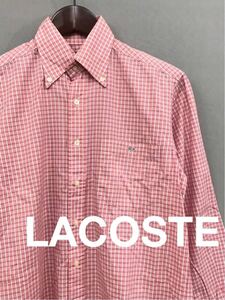 ラコステ LACOSTE ボタンダウン シャツ メンズ チェック ピンク系色 ワニ ファッション 衣類 サイズ2 ～◯