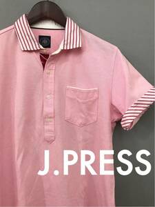 ジェイプレス J.PRESS メンズ シャツ Lサイズ 半袖 ゴルフウェアー ピンク ワールド ！◯
