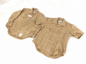 【米軍放出品】未使用品 海兵隊シャツ カーキ メンズ 半袖/長袖 各1枚 制服 DEFENSE LOGISTICS AGENGY (60) BE24KK-W#24