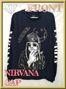 ap00087◆衣類/長袖Tシャツ/Sサイズ/GAP NIRVANA ニルヴァーナ/紺/古着