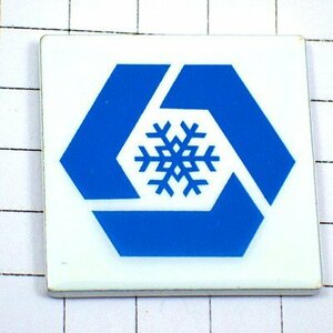 ピンバッジ・雪の結晶ブルー青い六角形◆フランス限定ピンズ◆レアなヴィンテージものピンバッチ