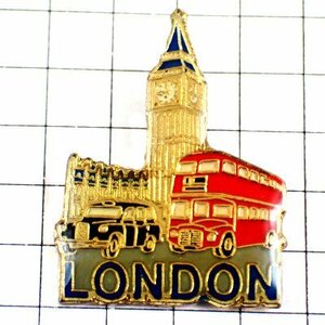 ピンバッジ・ロンドン塔ダブルデッカー２階建て赤いバス黒いタクシー車イギリス英国◆フランス限定ピンズ