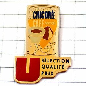 ピンバッジ・チコリコーヒー珈琲スーパーＵ赤い文字 CHICOREE◆フランス限定ピンズ◆レアなヴィンテージものピンバッチ