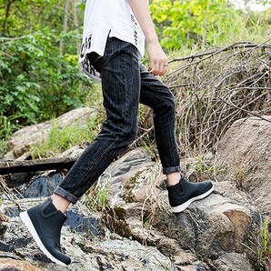 ☆26.5cm☆ メンズ レインシューズ レインブーツ アウトドア 川遊び 通勤 通学 カジュアル 防水 長靴 おしゃれ 黒 ブラック 405 R35