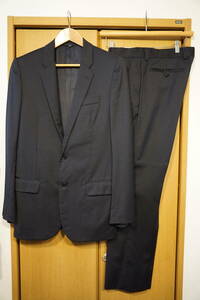 [ сам период ]HELMUT LANG Helmut Lang костюм [ жакет 44l брюки 48] темно-синий полоса шерсть tailored jacket слаксы 