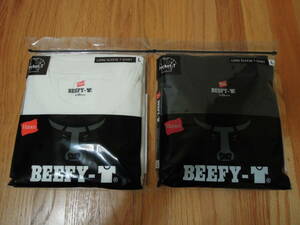 新品『Hanes / BEEFY ポケット ロングスリーブ Tシャツ 2枚組』白&黒/Lサイズ ヘインズ ビーフィー ロンT ポケT ブラック ホワイト H5196