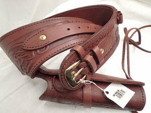060203 * unused storage goods! original leather Mexico made! gun belt!