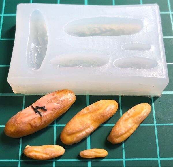 【フランスパン 5サイズ】粘土 シリコンモールド ドールハウス ミニチュアフード