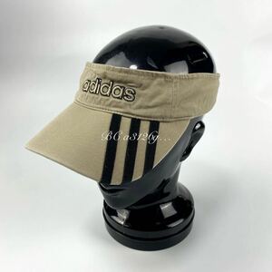 ヴィンテージ adidas スリーストライプ バイザー 57~60cm メンズ レディース アディダス CAP 帽子 サンバイザー 刺繍ロゴ 90s