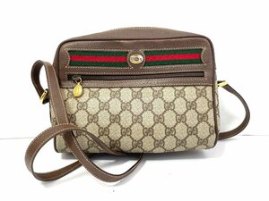 [ superior article ]GUCCI Gucci Old Gucci Sherry line shoulder bag bag leather GGs pulley m