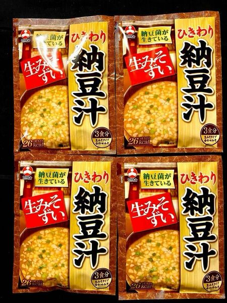 即席みそ汁【生みそずいひきわり納豆汁】合計12食(3食入り×4個) 味噌汁　納豆菌　インスタント味噌汁