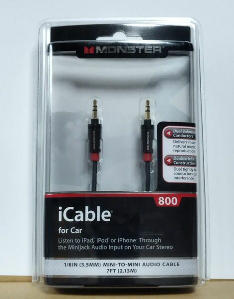 モンスターケーブル iCable 800 for Car MP3 Player (3.5mmステレオミニプラグ/ 2.13m)