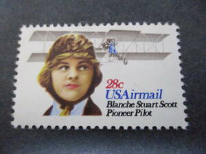 ** America 1980 year [ aviation stamp ( woman Pilot Blanc shu*S* Scott 28C ) ] single one-side unused glue less ** airplane well-known person 