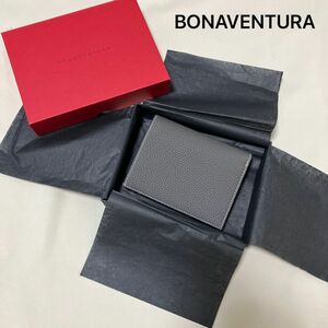 新品　BONAVENTURA ウォレット 二つ折り財布 レザー ボナベンチュラ 本革 箱付　チャコールグレー