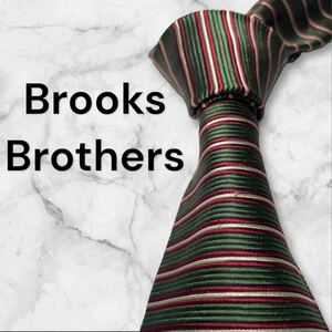 654 美品　Brooks Brothers ブルックスブラザーズ　ネクタイ　ボーダー　厚め　アメリカ