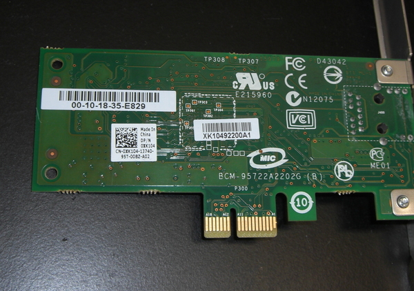 0XK104 DELL 1ポート 1000BASE-T ネットワークアダプタ PCI Express x1