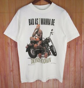 ST10916 90s デニス・ロッドマン Tシャツ BAD AS I WANNA BE ハーレー Murina USA製 1996 ホワイト M（クリックポスト可）