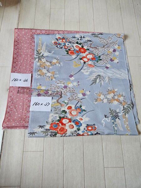 No.105 着物 はぎれ リメイク 格安 タンス保管 2枚セット バラ売り不可