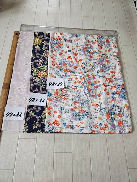 No.126 着物 はぎれ リメイク 格安 たんす保管 3枚セット バラ売り不可