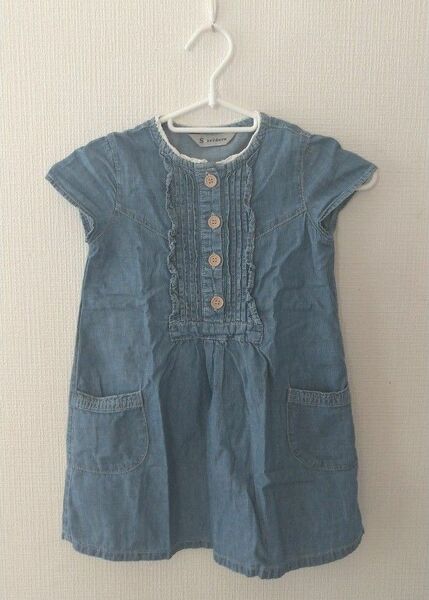 ☆夏物☆子供服☆古着☆中古☆110cm☆半袖ワンピース ☆女の子☆デニム風☆キッズ☆保育園