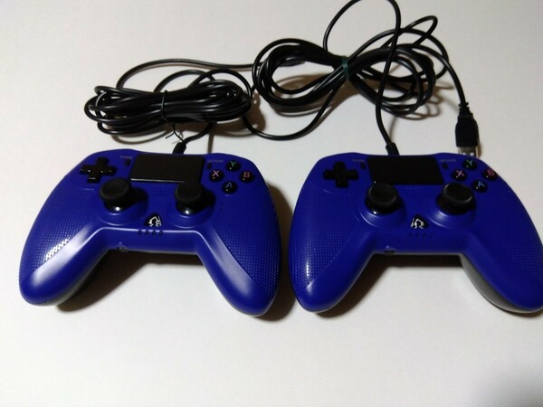 PS4 互換品 ワイヤード コントローラー 2個セット ブルー 有線