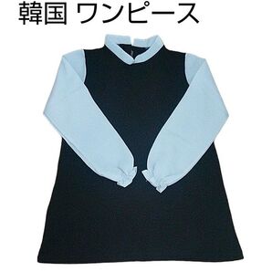 韓国 ブラウス 切り替え ミニ タイト Aライン ワンピース