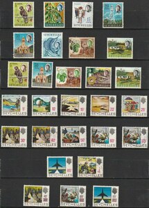 セイシェル島９　1962～1969（通常　エリザベス２世より　建物　航海　加刷　２セット）２８種