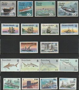 ピトケアン島１１　1985～1993（未使用記念　色々船　クジラ他　４セット）１８種