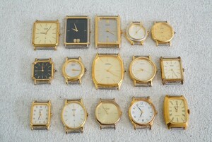 F381 SEIKO/CITIZEN ゴールドカラー フェイス 文字盤 15点 腕時計 ブランド アクセサリー 大量 まとめて おまとめ クォーツ 不動品