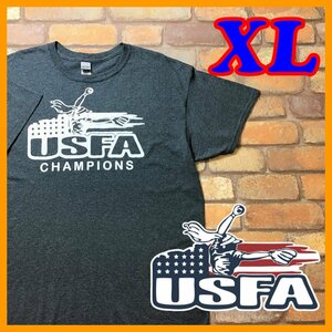 ME10-589★USA限定★BIGサイズ!!★【USAF アメリカファストピッチソフトボール協会】オフィシャル Tシャツ【メンズ XL】チャコール 半袖