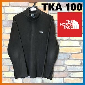 ME7-553★人気!!★USA買付商品★軽量 速乾【THE NORTH FACE ザ・ノースフェイス】TKA 100 ハーフジップ フリースシャツ【メンズ L】茶 古着