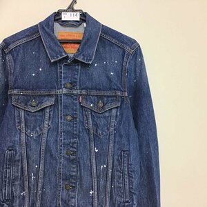 SD1-114★状態良好★USA古着【Levi's リーバイス】ペイントデザイン デニムジャケット【メンズ S 】青 Gジャン 小さめ 3rdタイプ アメカジ