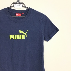 ES21-453 USA仕入れ![PUMA プーマ]S/S ロゴデザインTee【L】ネイビー,ユース,キッズ,スポーツ,カジュアル,インナー,部活,シンプル