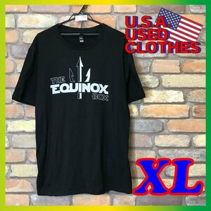 ME4-180★USA直輸入★goodデザイン★BIGサイズ★【THE EQUINOX BOX】ブラック 両面プリント 半袖 Tシャツ【メンズ XL】USA古着 アメカジ