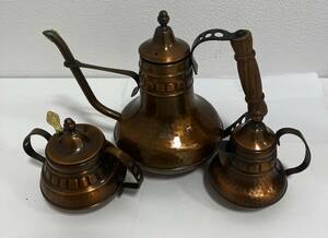 [SOB4047SG]1 jpy start PEARL-ROSE COPPER pearl rose kopa- secondhand goods coffee pot set long-term keeping goods present condition goods antique hobby 