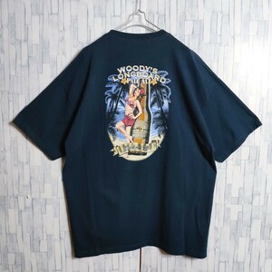 おすすめ！ビッグシルエット！フラガール アドバタイジング Tシャツ 美品 両面プリント アート系 企業ロゴ 古着