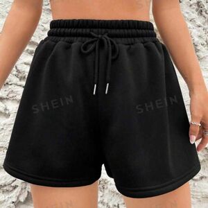 SHEIN シーイン ショートパンツ ハイウエスト 無地柄 ブラック