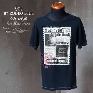 90s BY RODEO BLUE 紺 80sナイト ライブフライヤープリント 半袖 Tシャツ M