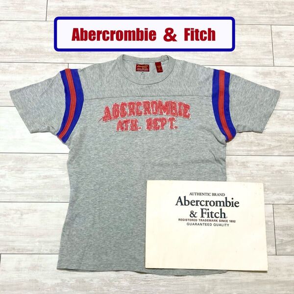 アバクロンビー&フィッチ ダメージロゴ×フットボールデザイン メンズ Tシャツ アバクロ
