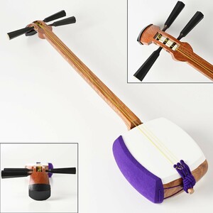  shamisen ... общая длина примерно 1020mm палочки / предварительный струна / пешка / пешка inserting / туловище с покрытием фиолетовый .. старый для Цу легкий длина . земля . традиционные японские музыкальные инструменты комплект введение 