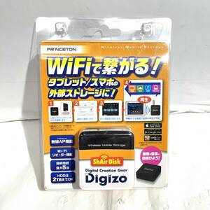 (志木)Princeton/プリンストン Digizo PTW-SDISK1 ShAirDisk Wi-Fi インターネット HDD 通電確認済 外部ストレージ スマホ タブレット (o)