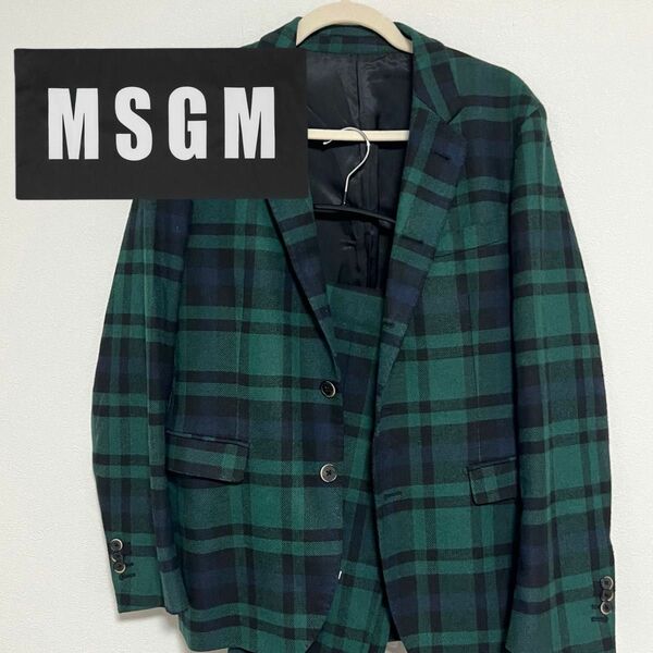 MSGM メンズスーツ/セットアップ/テーラードジャケット/ ウール/ブラックウォッチ/ チェック柄