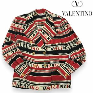 k303 VALENTINO Valentino Vintage jacket border Logo shirt outer tops regular goods Italy made lady's blouson 